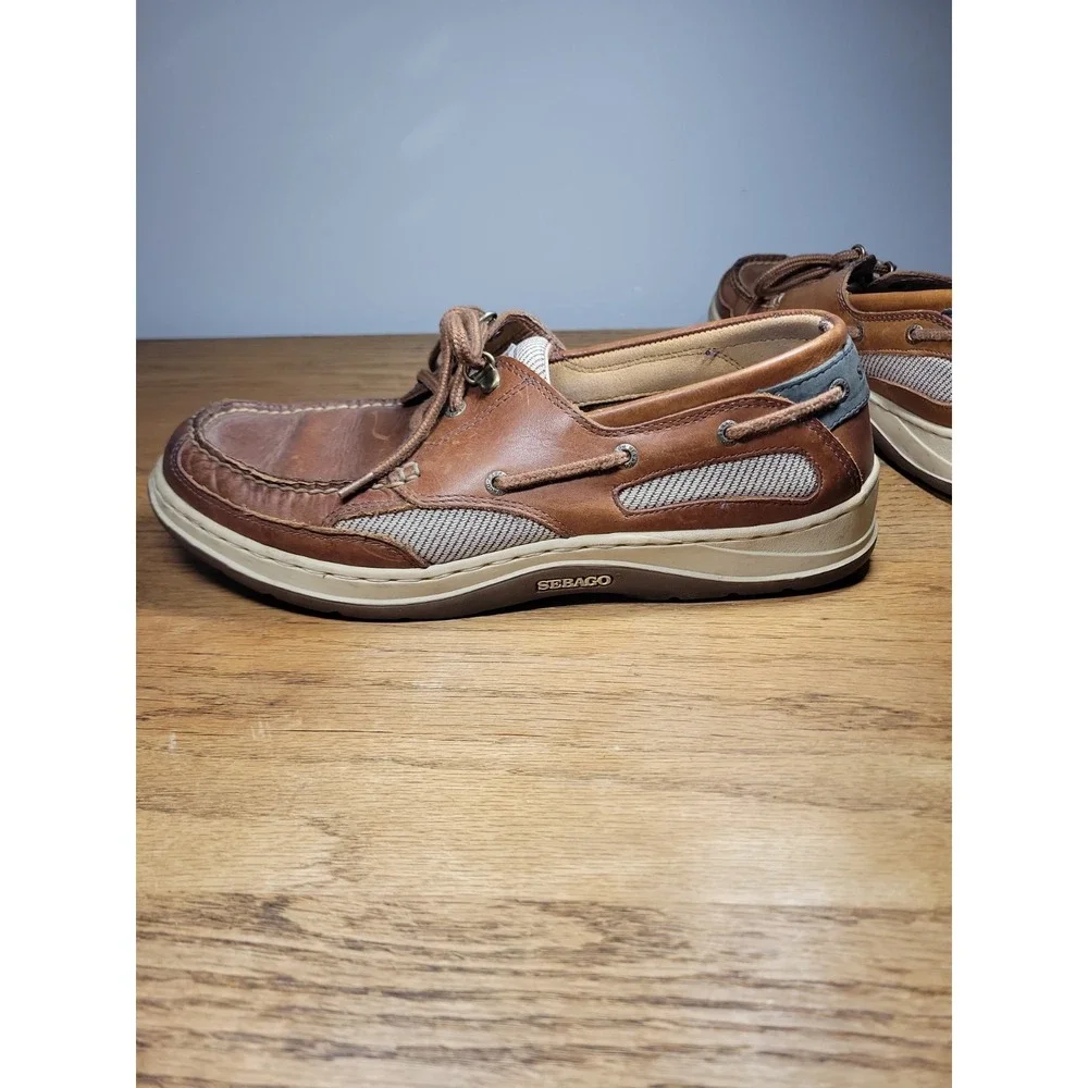 Sebago Clovehitch II Ambergold Brown Leather Boat Shoes Mens 10.5 M Marine Grip
